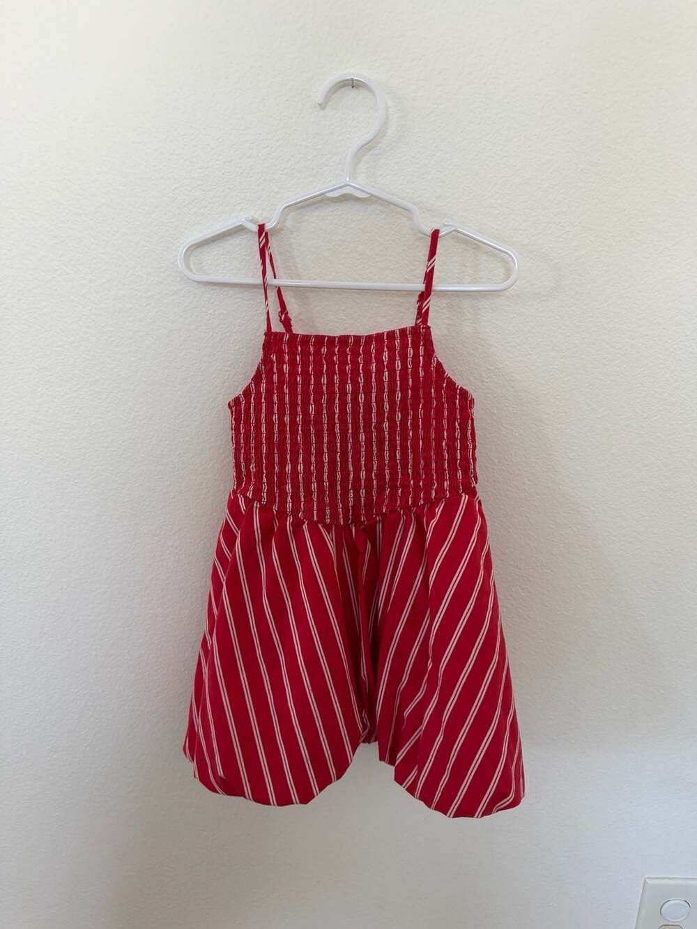 Cotton On Kids Red and White Striped Smocked Bubble Dress